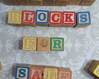 Wooden Blocks; vintage 1940's; child's stacking toy; child's alphabet and numbers letters; 38 blocks for kids entertainment; collectible