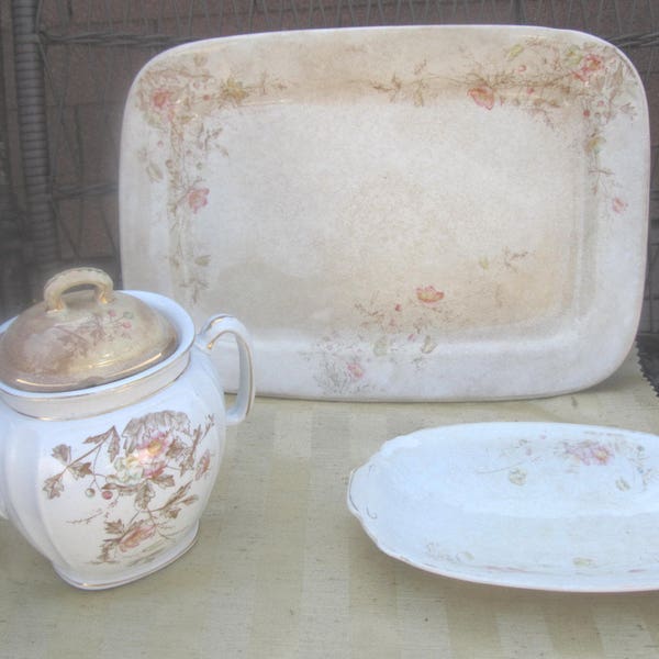 Reduced; Royal Ironstone China Set; 3-piece vintage pottery; early 1900's