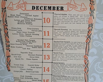 Old hand written recipes copied on the back of a calendar; Great Aunt Kate's writing with many recipes; early 1900's to mid-century;  Tested