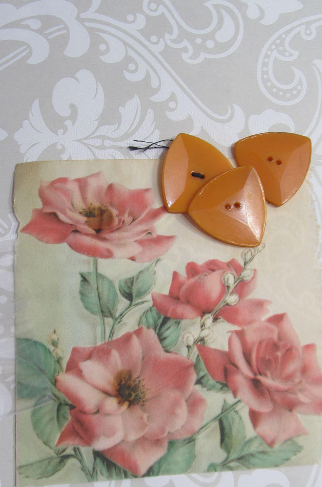 Triangular Shaped Vintage Buttons Light Orange or Golden Plastic ...