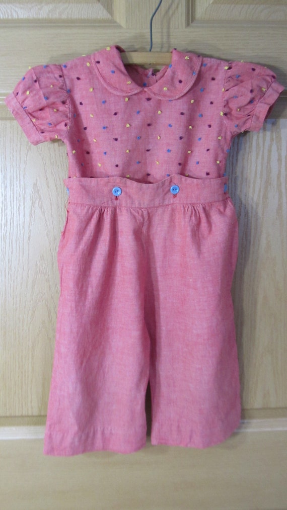 Two-piece childs romper; darling little apricot ou