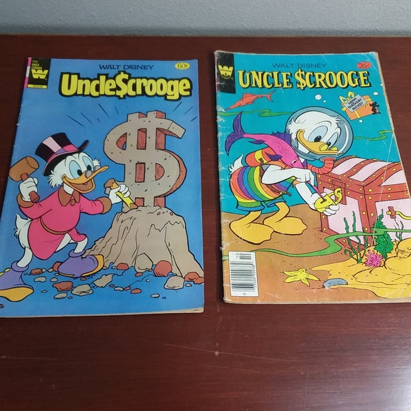 Walt Disney's Uncle Scrooge Comic Books x 2; Whitman Publishing 1978 and 1982; Scrooge McDuck; fun and collectible; No. 157 from 1978