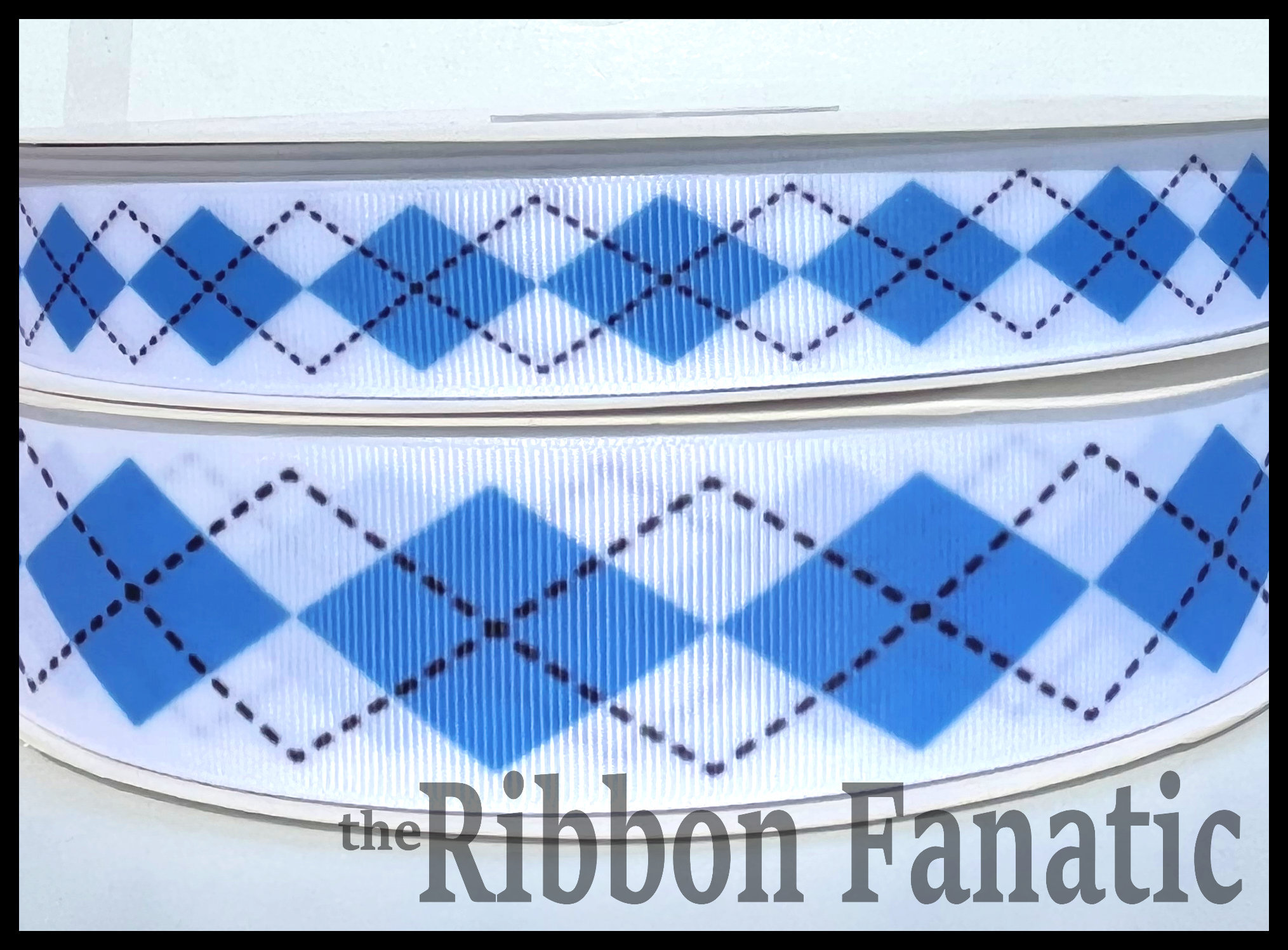 5 yds  7/8" or 1.5" Carolina Blue Argyle Grosgrain Ribbon