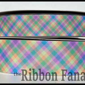 50% off 5yds  7/8&quot; or 1.5&quot; Purple Blue Yellow Orange Green Plaid Grosgrain Ribbon