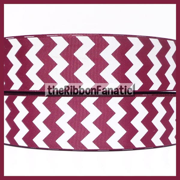 5 yds 1.5" Maroon and White Chevron Striped Grosgrain Ribbon Texas A & M