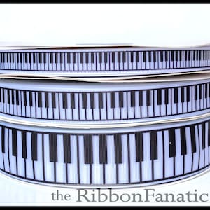 5 yds 5/8" or 7/8" or 1.5" Black and White Piano Keys Keyboard Music Musical Grosgrain Music Ribbon