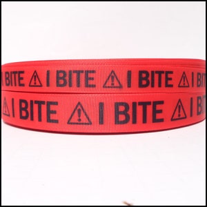 5 yds 5/8&quot; or 7/8&quot;  I  Bite Grosgrain Ribbon Pet Collar Red and Black