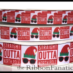 50% off 5 yds   5/8&quot;  or 7/8 or 1.5&quot;  Straight Out of North Pole  Elf Christmas Grosgrain Ribbon