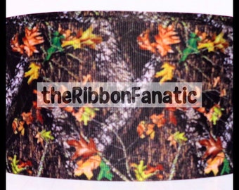 50% 0ff 3 yds 3" Moss Covered Oak Leaf Real Tree Camo Camouflage Branches Leaves Grosgrain Ribbon