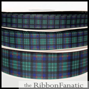 5 yds 5/8&quot; or  7/8&quot; or 1.5&quot; Navy Blue Hunter Green Red Classic Tartan Plaid Grosgrain Ribbon