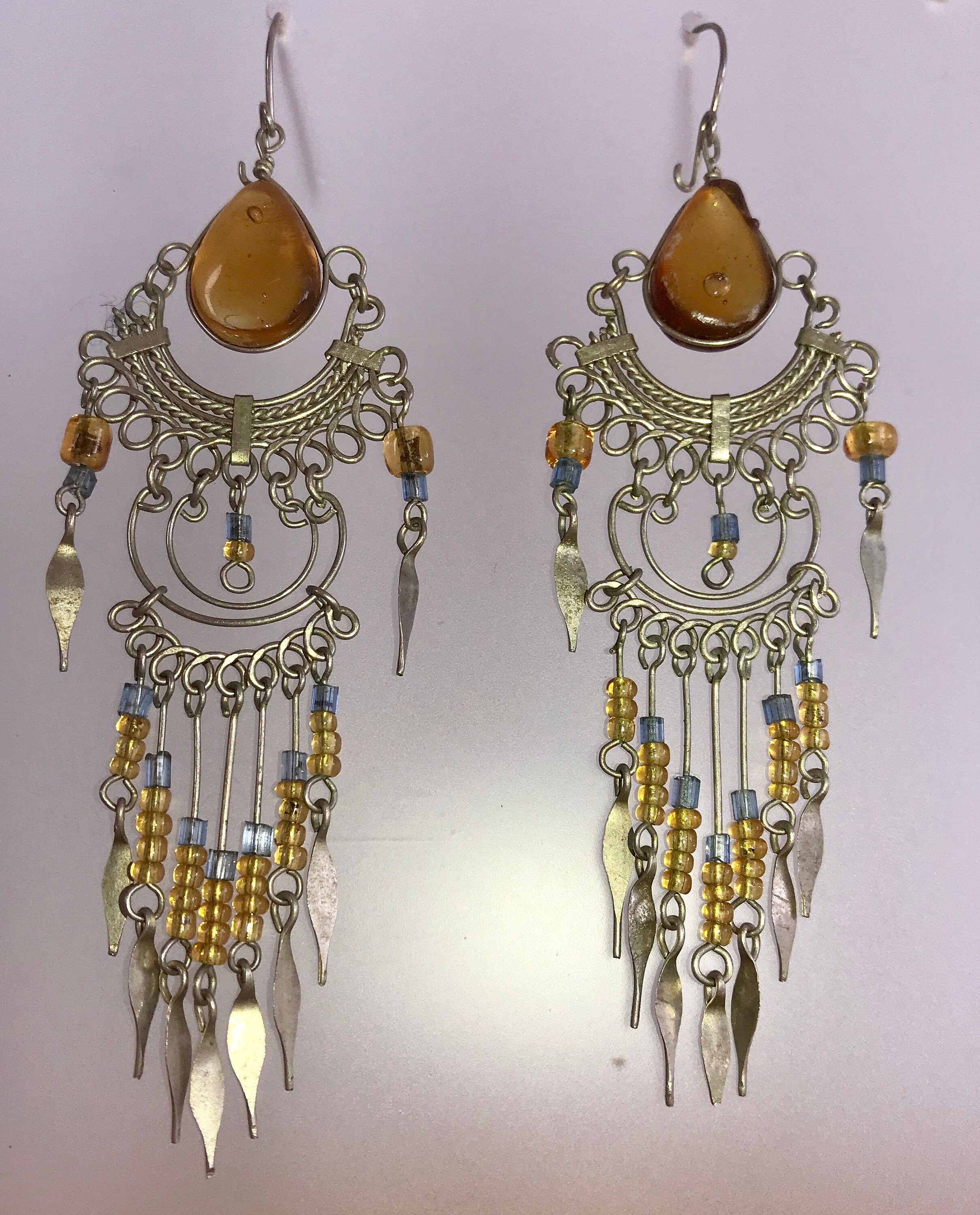 Amber chandelier earrings dangle earrings vintage earrings Etsy