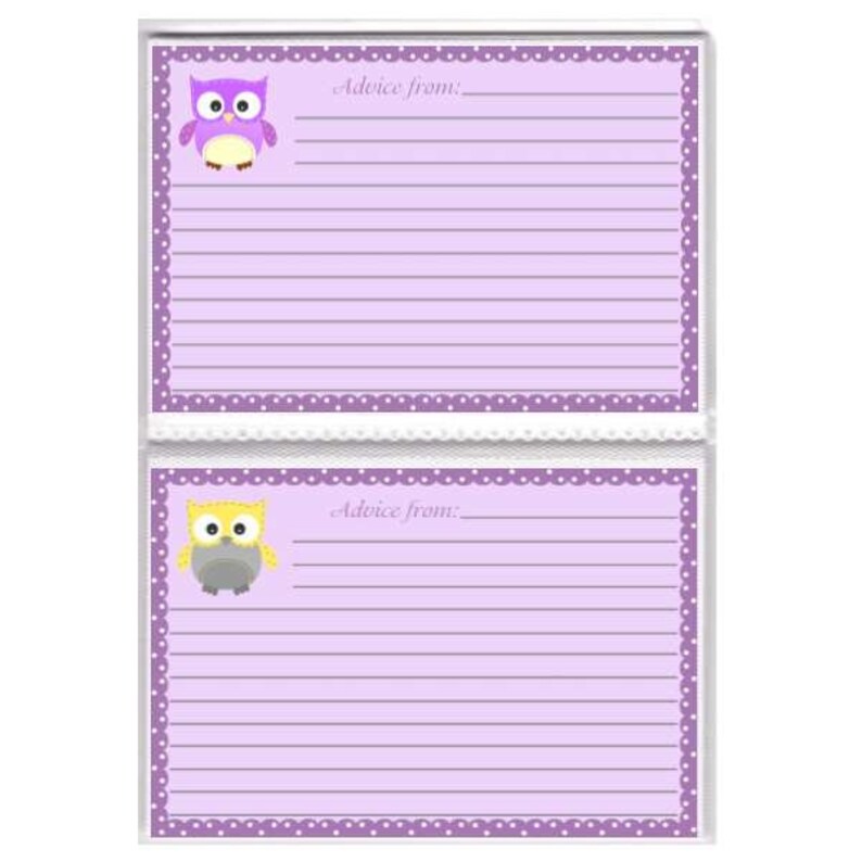 Owl Tree Baby Shower AdviceActivity Books PinkPurple