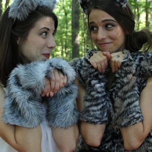 furry arm warmers ; ladies&#39; or men&#39;s halloween costume ; custom sizing/made-to-measure ; fluffy wrist-warmers for festival & rave fashion