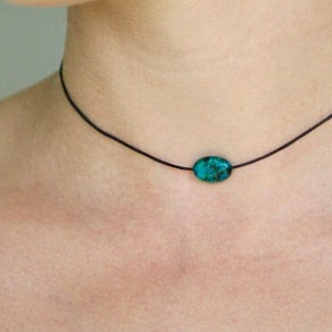 naszyjnik choker owalny chryzokola; 1,2 cm urok ochrony kamienia przesilenie boże narodzenie prezent urodzinowy fr czarownica przyjaciele mama siostra nastolatki nauczyciele