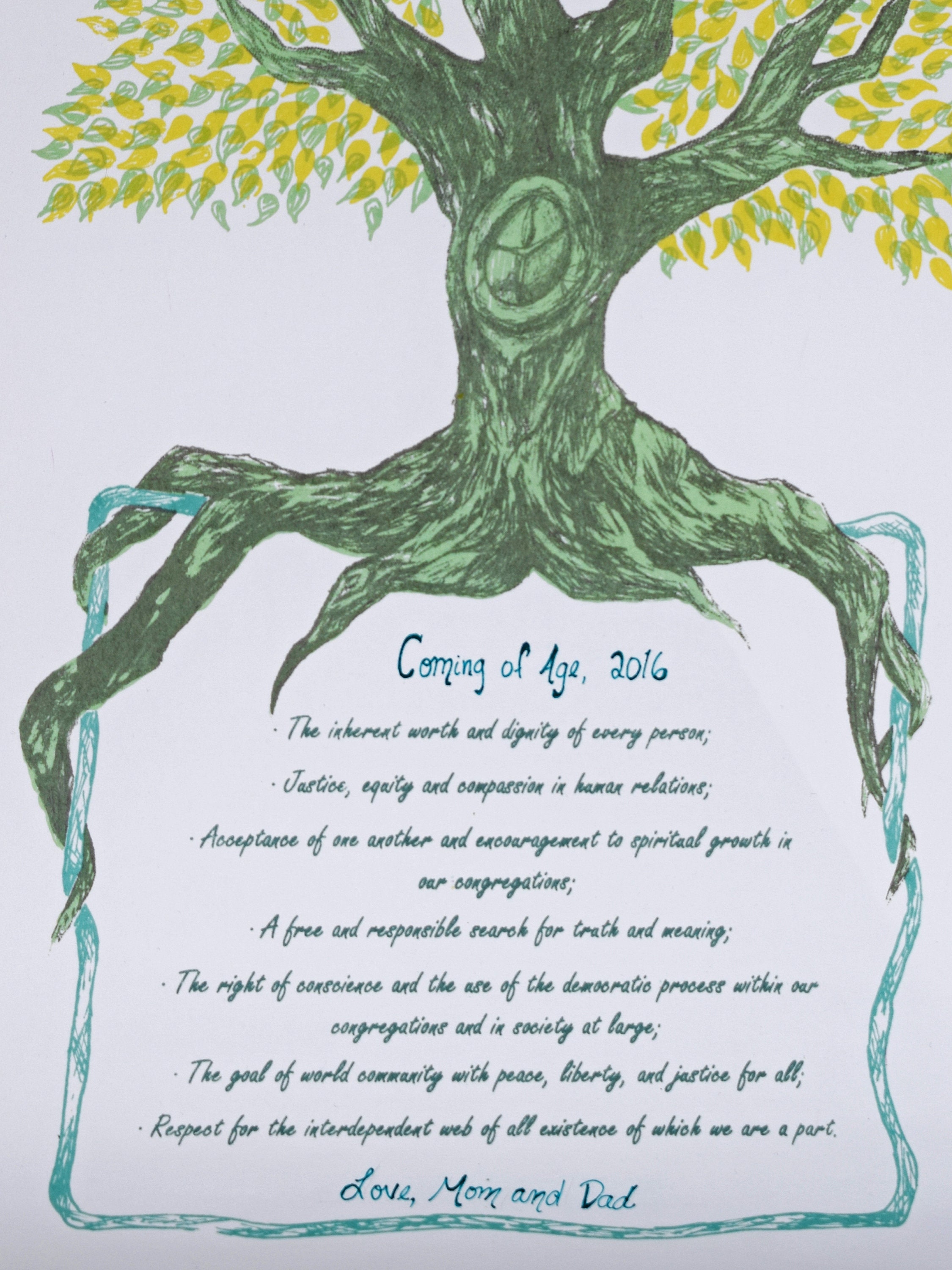 Kids Tree of Principles ; Print of Eight Unitarian Universalist UU ...