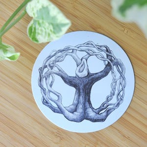 Interconnected UU Chalice Tree of Life Sticker; celtic knot unitarian universalist coming of age / minister gift; UV resistant vinyl sticker