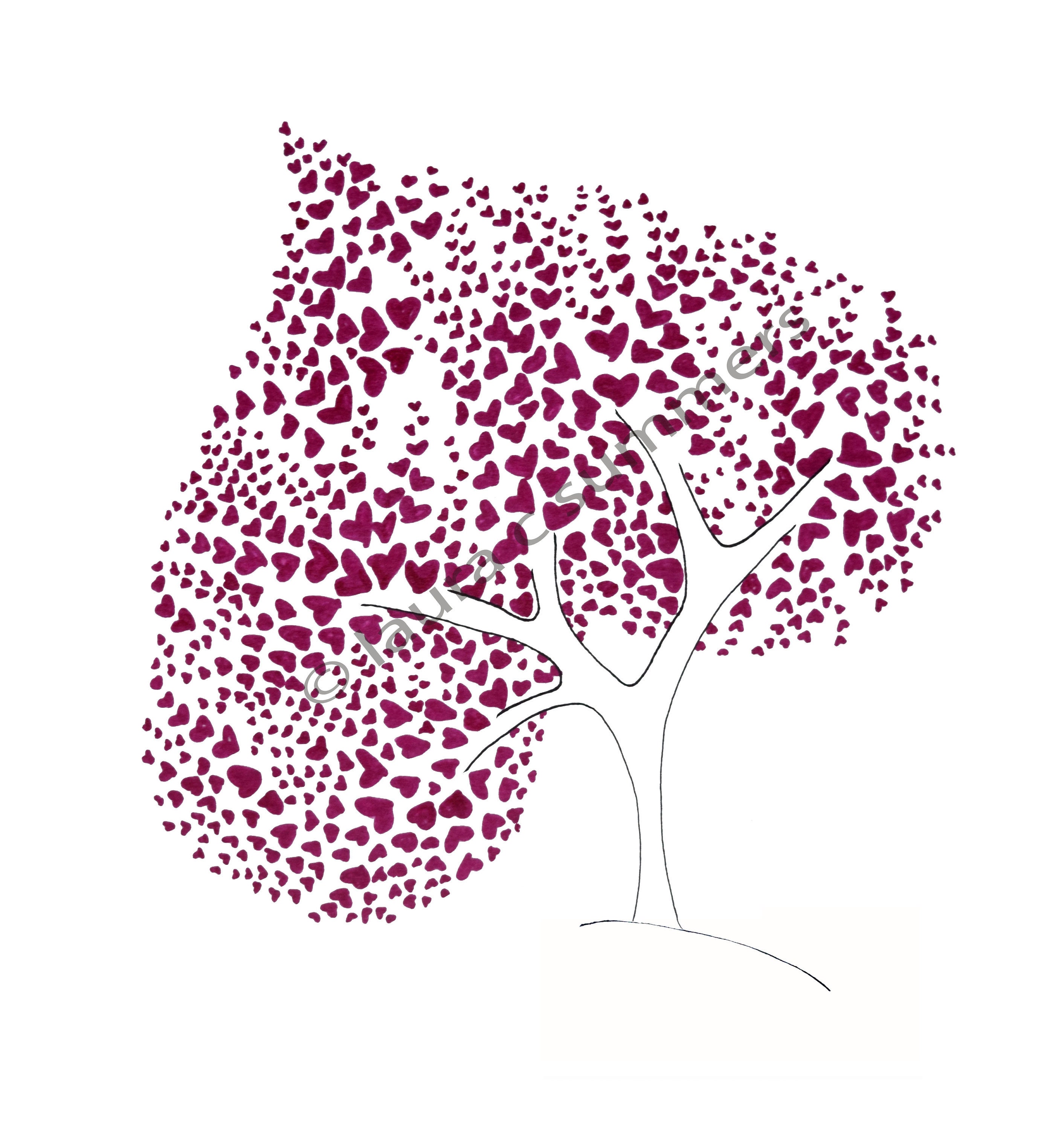 print heart tree