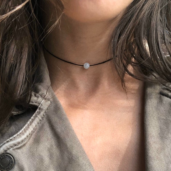 rainbow moonstone choker necklace ; unique energetic healing jewelry with real stones ; 6mm natural white flashy blue moon stone