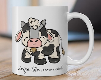 Black and White Cow Mug, Coffee, hot cocoa, Milk, Teacher's Gift, Mother's Day, Birthday, Farmhouse, inspirational quotes, cowgirl