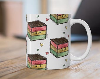 Italian Rainbow Cookie Mug, Dessert Coffee Cup, Italian Kitchenware Gift
