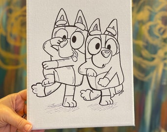 10 Pack Bluey Heeler Art Kit for Kids, Painting Party Activity, Birthday Favor Canvas Set