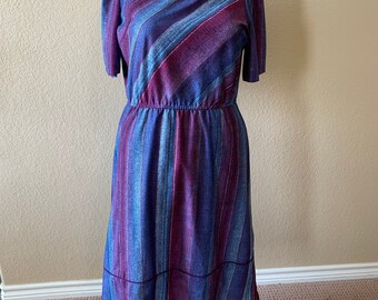 purple and white striped dress