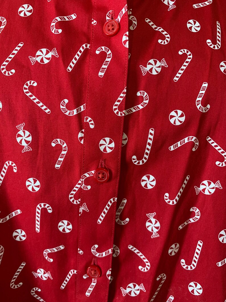 Coldwater Creek Blouse Ladies Size 18 Red Candy Canes