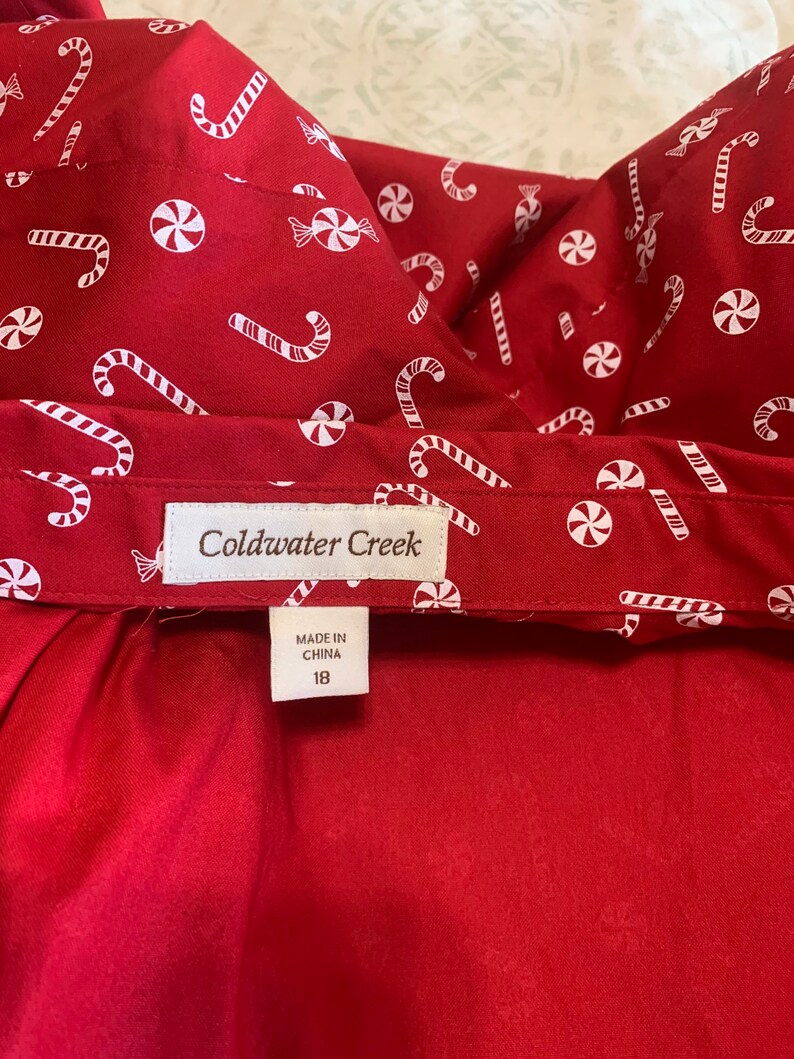 Coldwater Creek Blouse Ladies Size 18 Red Candy Canes