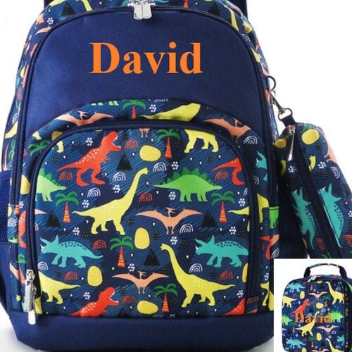 Personalized Monogrammed Dino Dinosaur Backpack and Lunch Box Etsy