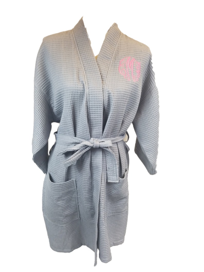 Personalized Waffle Weave Short Robe embroidery Included Etsy