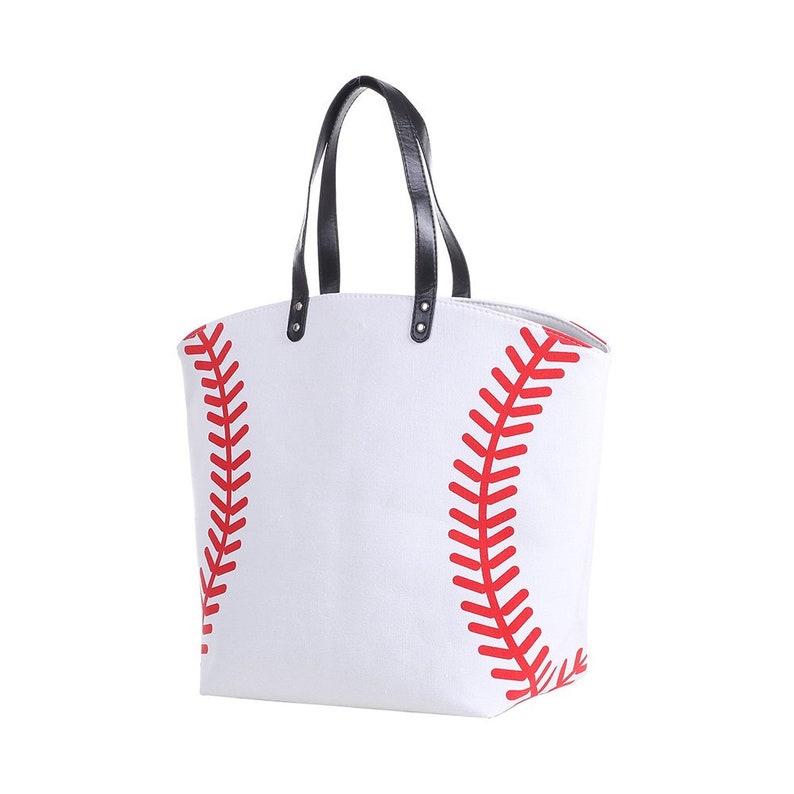 Personalized Softball/Baseball Mom Canvas Tote Add Initials or Name Ball Park Tote Sports Bag Team Mom Gift image 6