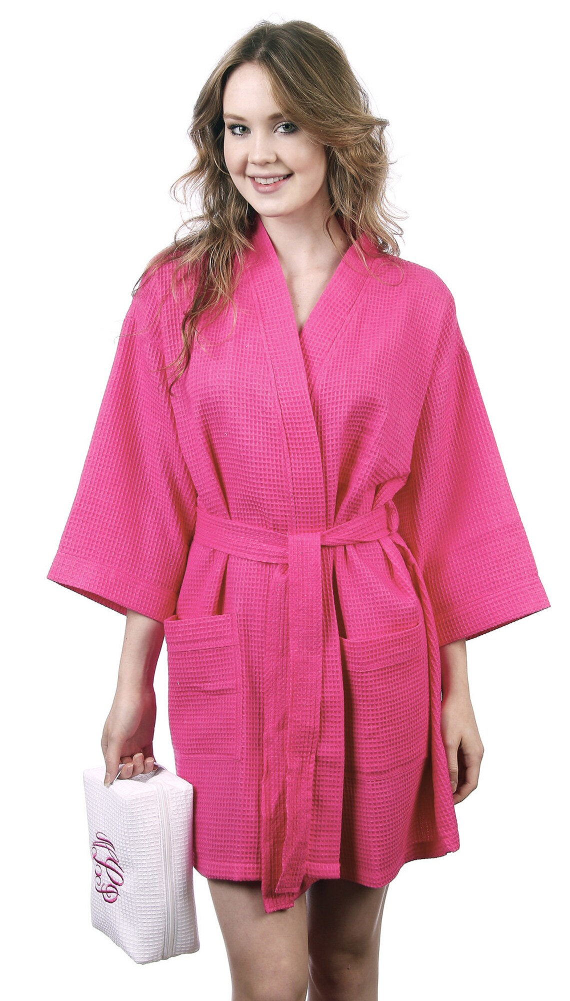 Personalized Waffle Weave Short Robe Embroidery Included Etsy