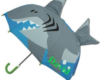 Personalized Shark Umbrella 3D Kids Umbrella Colorful Shark Pop-Up Umbrella with Name
