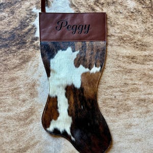 Cowhide Leather Christmas Stocking Personalized