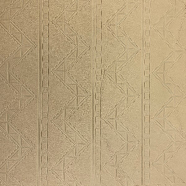 Creamy Zig Zag Leather Panel Piece 12"X12" 4.0 oz Free Shipping