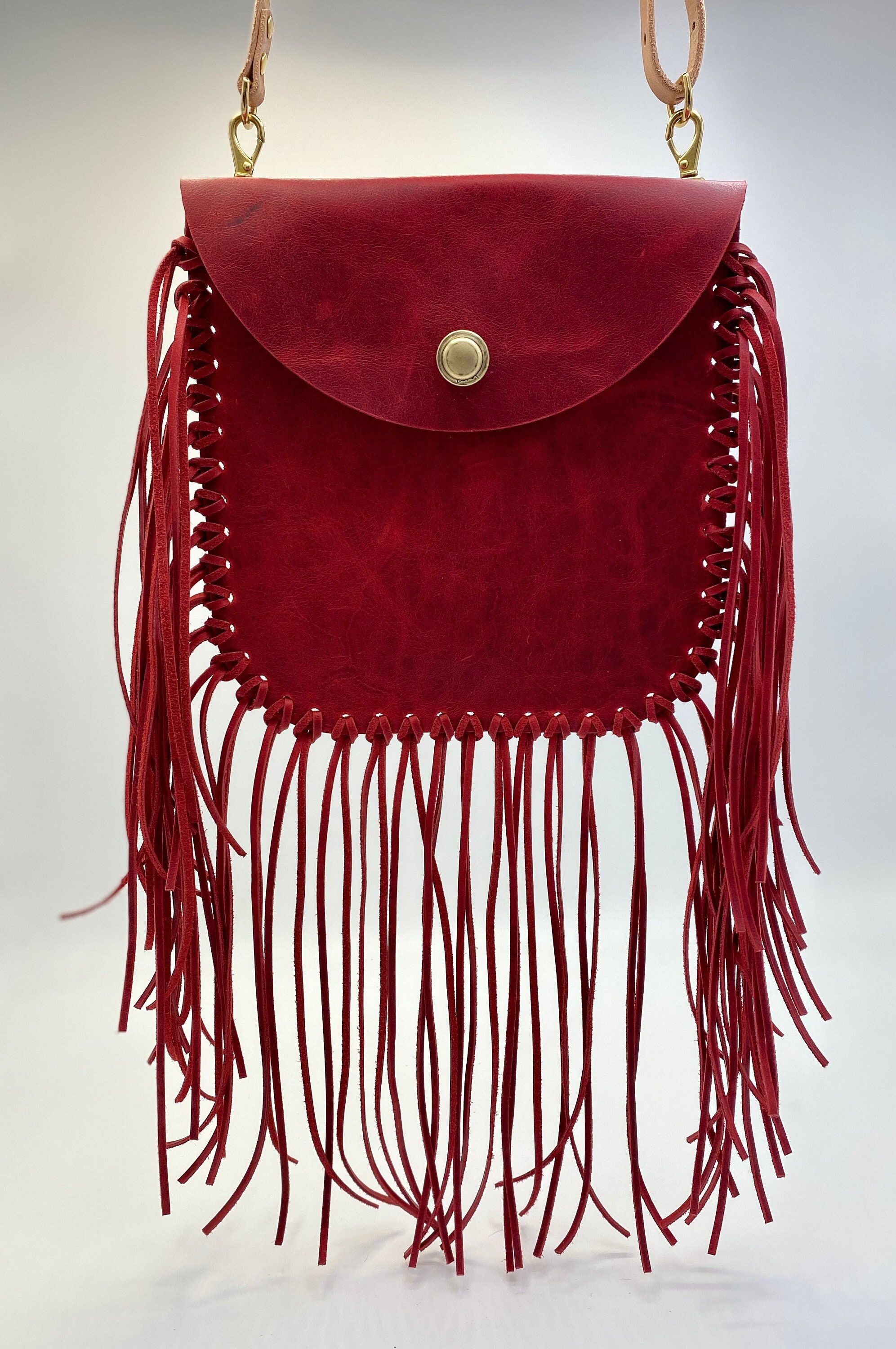 Boho Womens Red Leather Fringe Handbags Purse Small Shoulder Bag for W –  igemstonejewelry