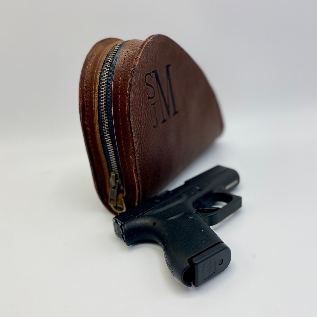 Brown Leather Personalized Locking Leather Handgun Case for Etsy