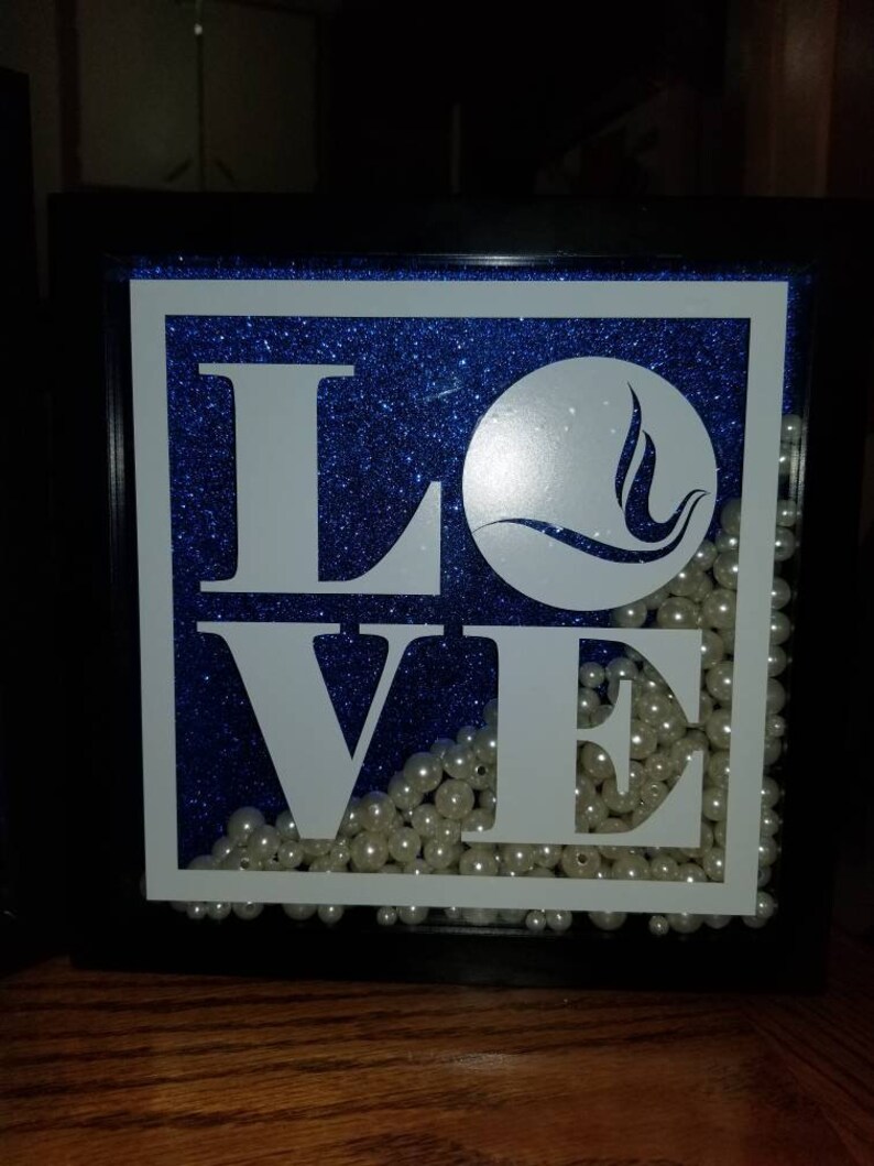 Sorority Shadow Box With Vinyl Detail & Pearls Gift Home Decor AKA