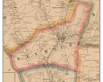 24x36 Vintage Reproduction Historic Map Stafford Springs Connecticut 1878