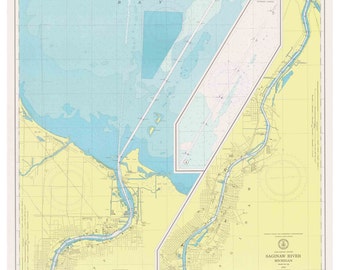 saginaw map bay lake etsy