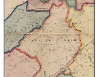 East Brunswick 1861 Old Town Map Custom Print - New Jersey - Middlesex County NJ TM