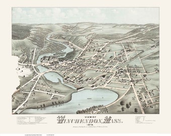 Winchendon Massachusetts 1878 Birds Eye View MA Reprint