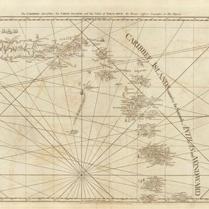 Virgin Gorda  to St Lucia Islands - 1788 Map Caribbee Antilles - Jefferys West Indian Atlas - Reprint
