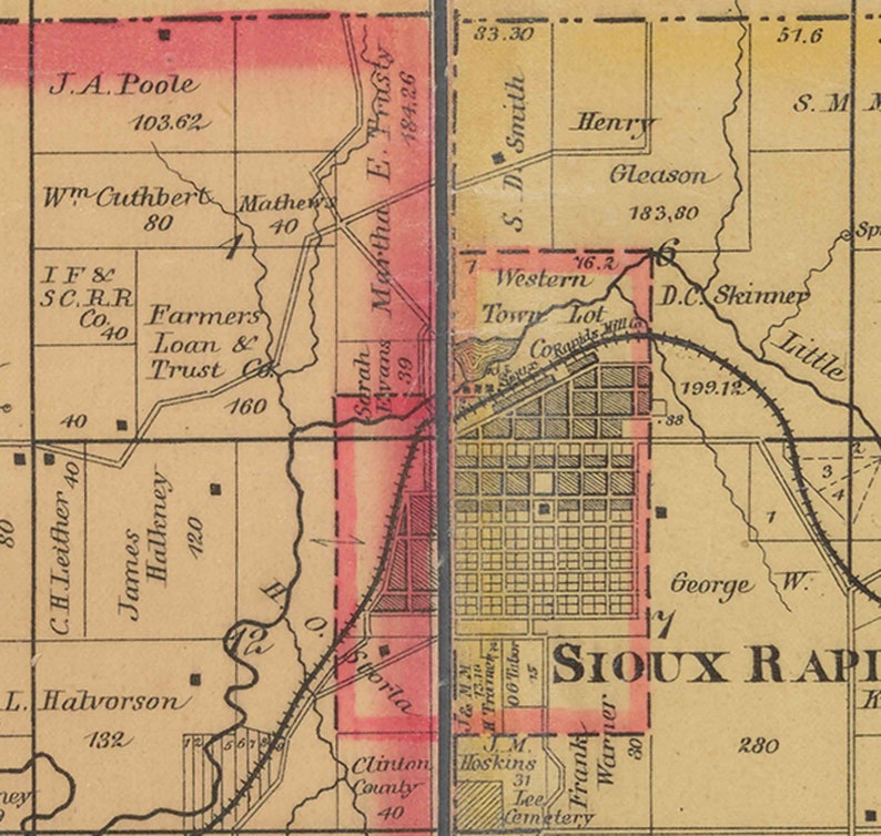 Buena Vista County Iowa 1884 Old Wall Map With Landowner Names Etsy