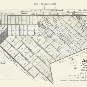 Washington 1760 - Old Town Map - Homeowner Names -Genealogy - Berkshire County - Massachusetts Reprint Cities Other