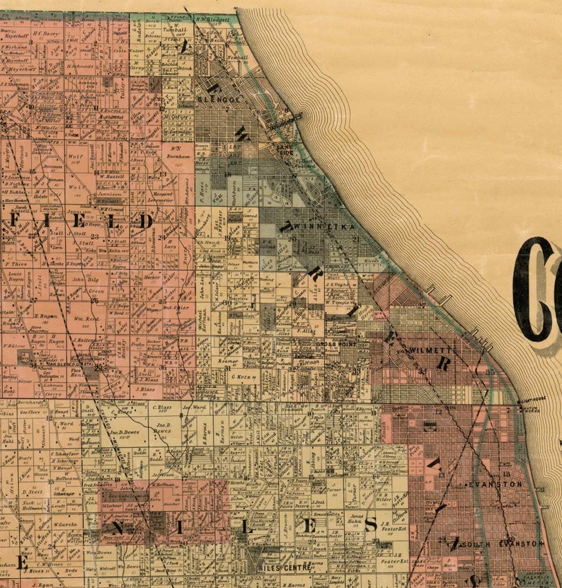 Cook & Dupage and Part of Will Counties Illinois 1898a Old Etsy