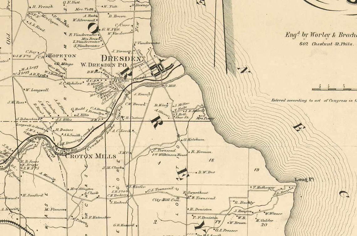 Yates County New York 1865 Old Wall Map Reprint With Etsy