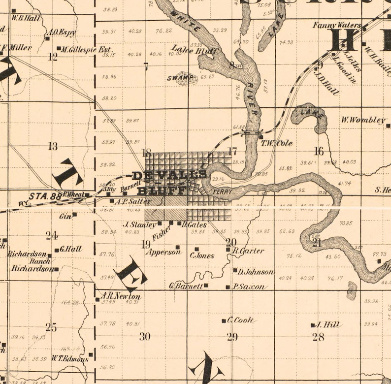 Prairie County Arkansas 1892 Old Wall Map with Homeowner Etsy