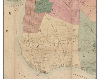 New Utrecht 1872 Old Town Map - with Homeowner Names New York  Reprint Genealogy Kings-Westchester TM