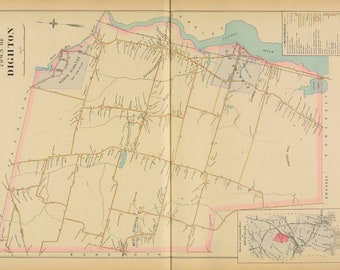 Map Of Dighton Ma Dighton Ma Map | Etsy